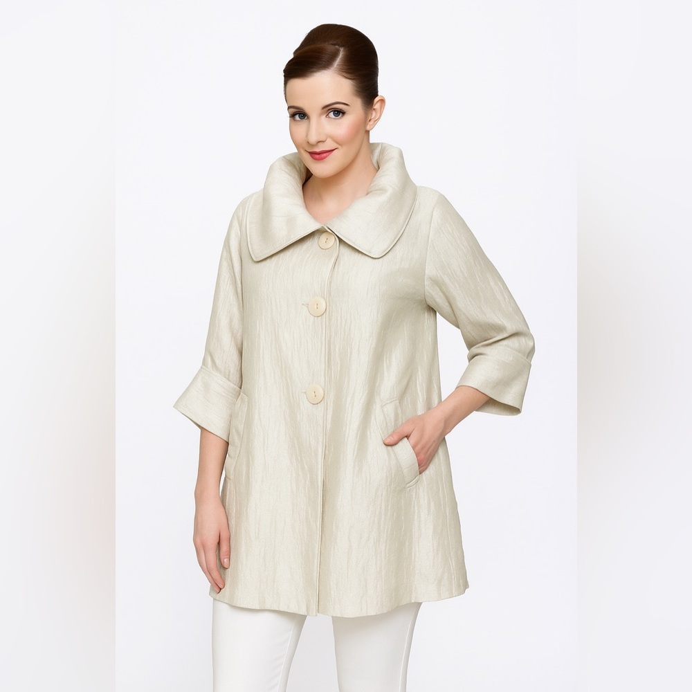 DAMEE INC. ROSIE Pearl SHIMMER SWING JACKET SIZe Small